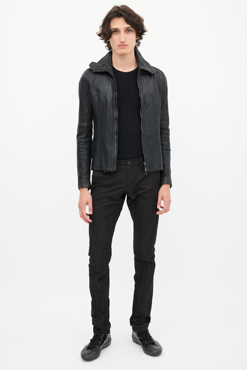 Julius Winter 2010 Black Leather Zip Jacket