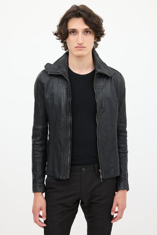 Julius Winter 2010 Black Leather Zip Jacket