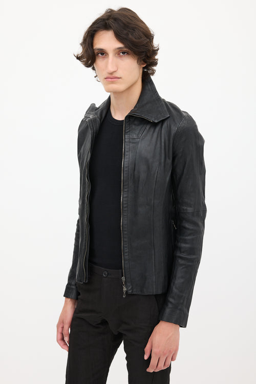 Julius Winter 2010 Black Leather Zip Jacket