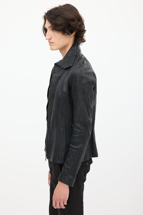 Julius Winter 2010 Black Leather Zip Jacket