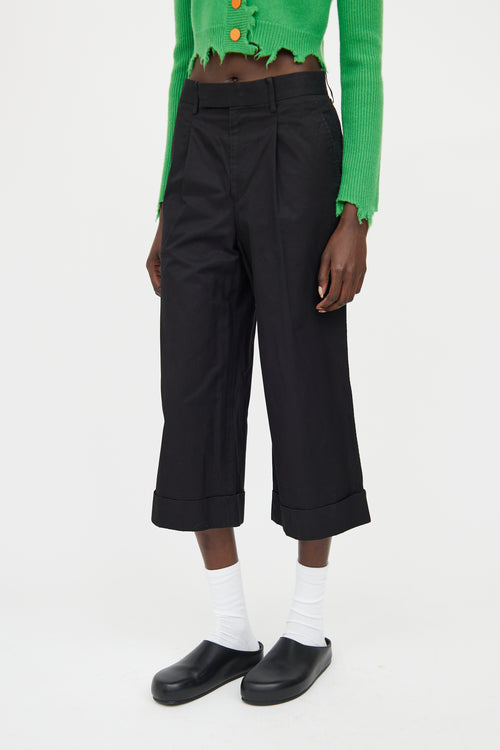 Junya Watanabe Black Pleated Cuffed Crop Pant