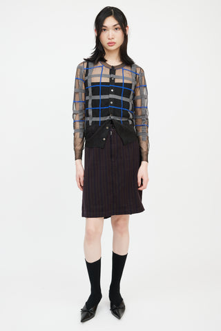 Junya Watanabe AD 2012 Black 
Multicolour Check Mesh Cardigan