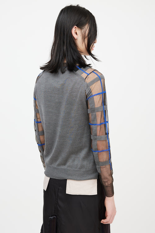 Junya Watanabe AD 2012 Black 
Multicolour Check Mesh Cardigan