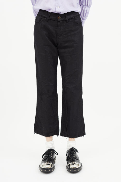 Junya Watanabe Black Metallic Raw Hem Pant