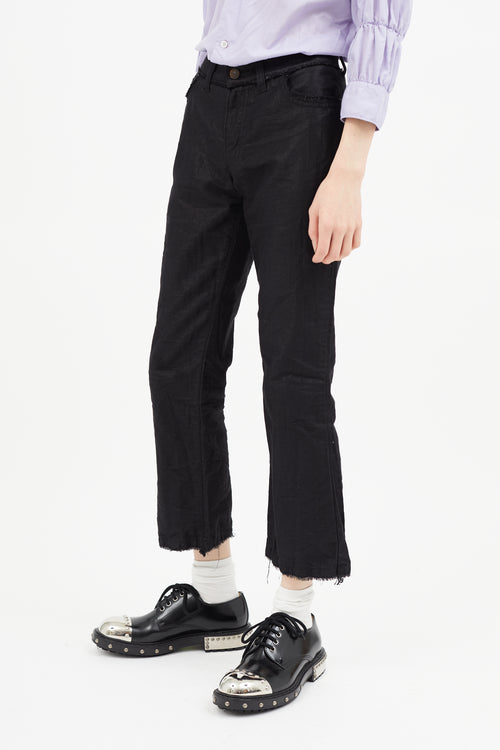 Junya Watanabe Black Metallic Raw Hem Pant