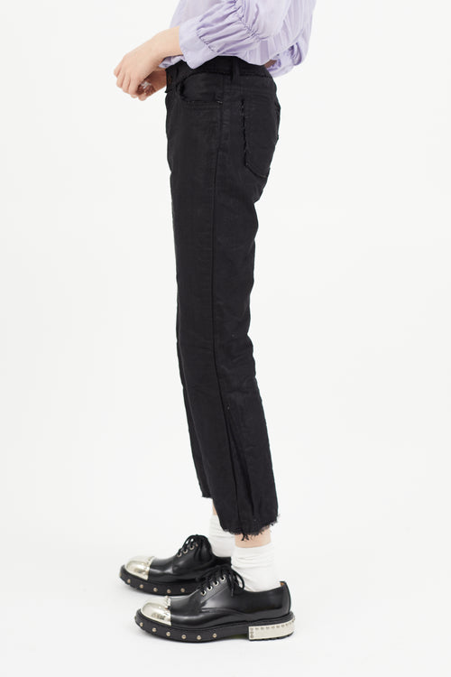 Junya Watanabe Black Metallic Raw Hem Pant