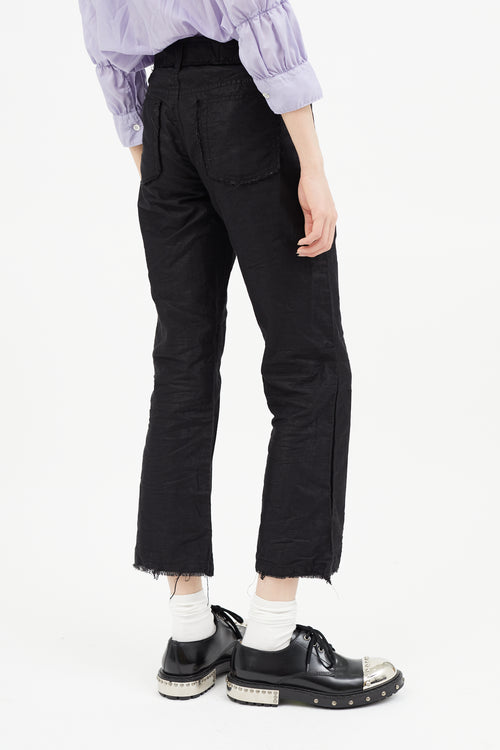 Junya Watanabe Black Metallic Raw Hem Pant