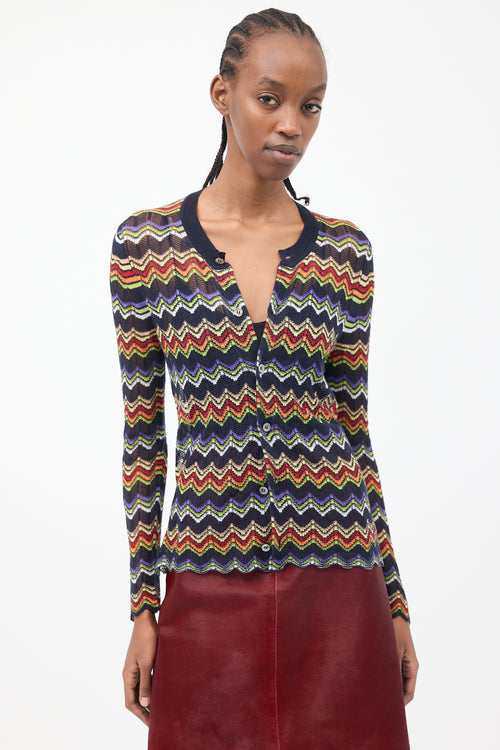 Junya Watanabe Black 
Multi Chevron Knit Cardigan