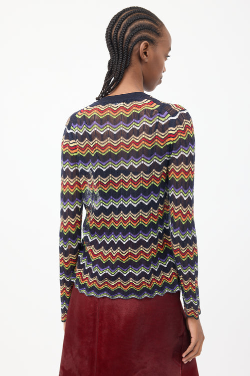 Junya Watanabe Black 
Multi Chevron Knit Cardigan