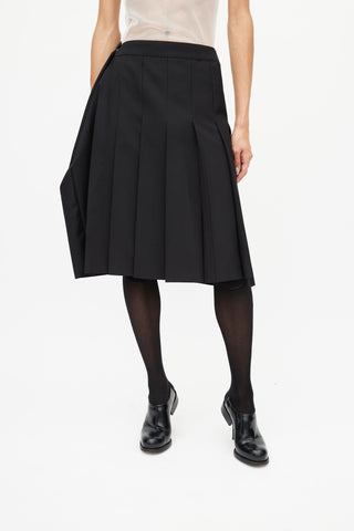 Junya Watanabe Black Pleated Wrap Skirt