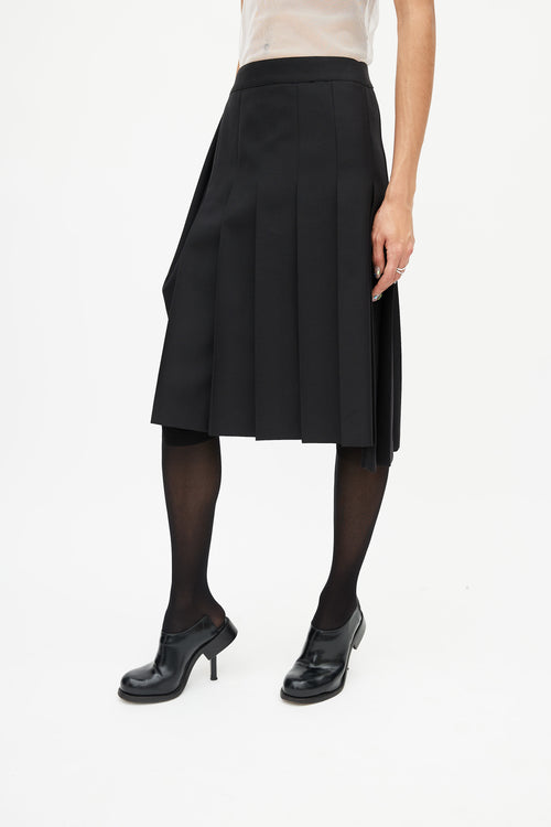 Junya Watanabe Black Pleated Wrap Skirt