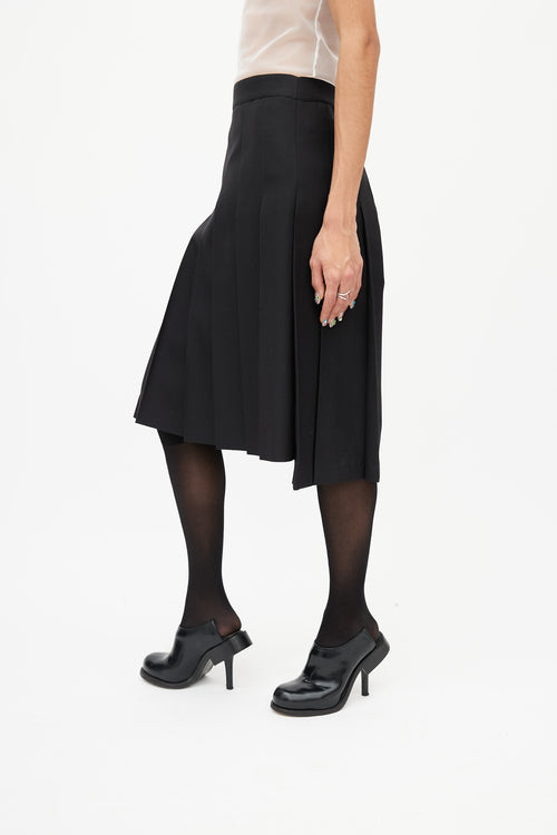 Junya Watanabe Black Pleated Wrap Skirt