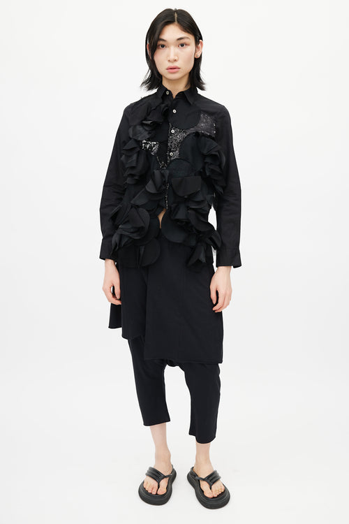 Junya Watanabe Black Ruffled Patchwork Shirt