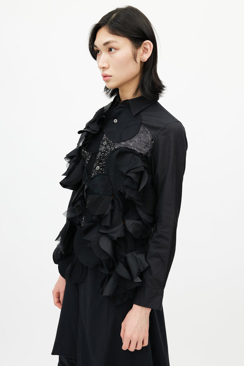 Junya Watanabe Black Ruffled Patchwork Shirt