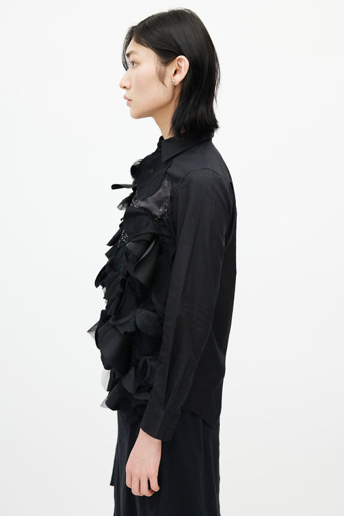 Junya Watanabe Black Ruffled Patchwork Shirt