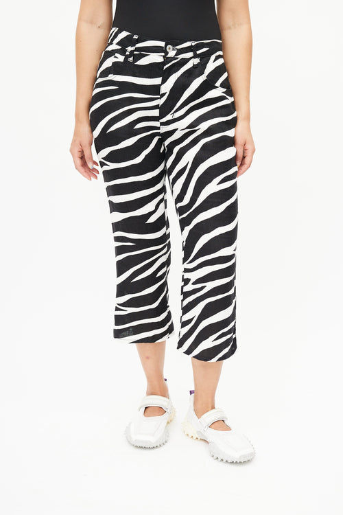 Junya Watanabe Black 
White Linen Print Cropped Pant