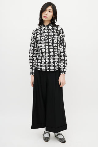 Junya Watanabe Black 
White Lip Shirt