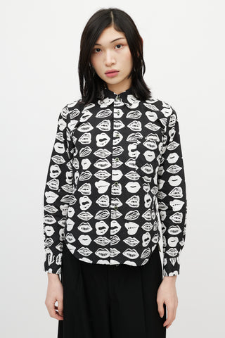 Junya Watanabe Black 
White Lip Shirt