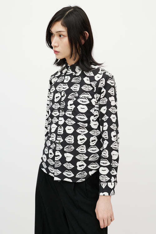 Junya Watanabe Black 
White Lip Shirt