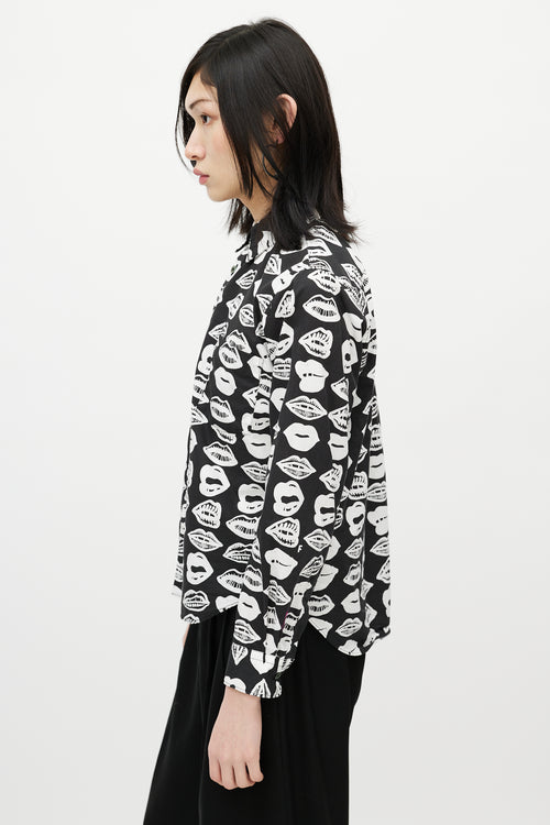 Junya Watanabe Black 
White Lip Shirt