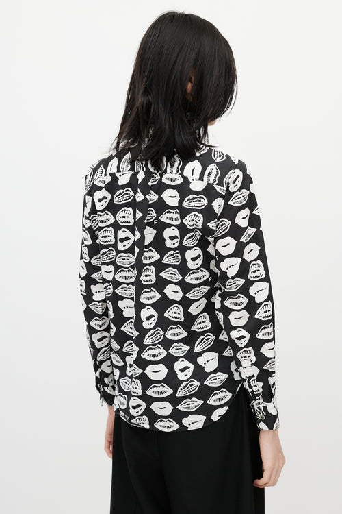 Junya Watanabe Black 
White Lip Shirt