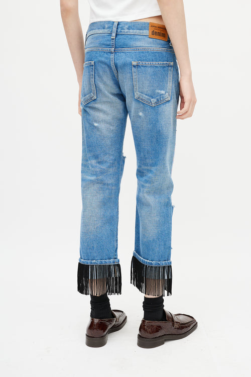 Junya Watanabe Blue Distressed Patchwork Denim Jeans