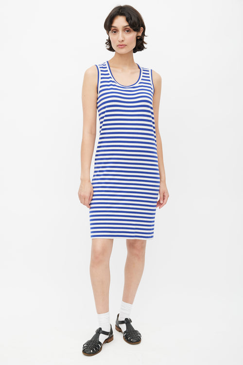 Junya Watanabe Blue 
White Stripe Dress