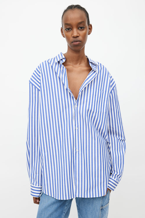 Junya Watanabe Blue 
White Stripe Oversized Shirt