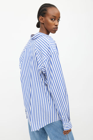 Junya Watanabe Blue 
White Stripe Oversized Shirt