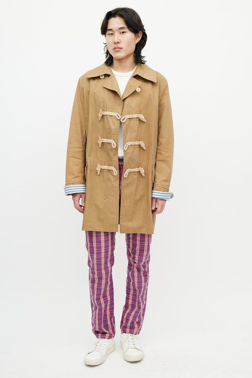 Junya Watanabe Brown Waxed Toggle Coat