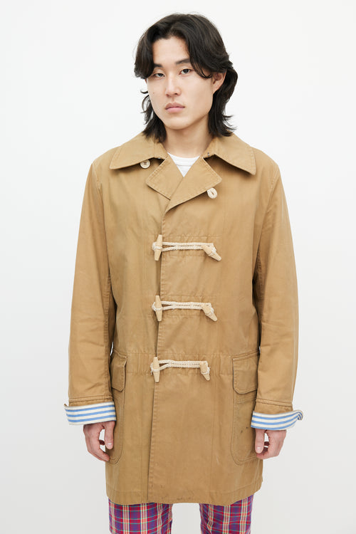 Junya Watanabe Brown Waxed Toggle Coat