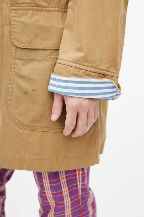 Junya Watanabe Brown Waxed Toggle Coat