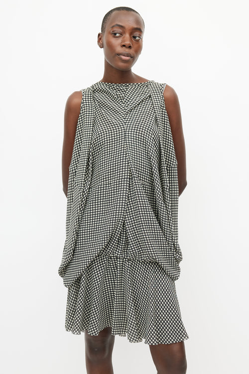 Junya Watanabe Cream 
Brown Gingham Puff Dress