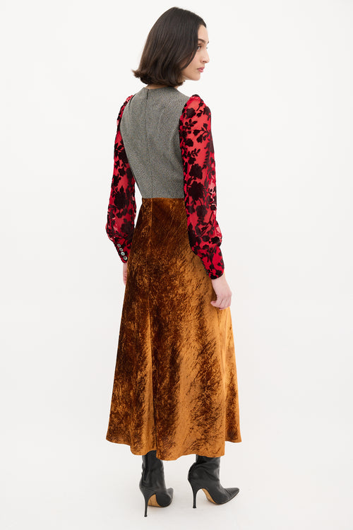 Junya Watanabe FW 2012 Multicolour Tweed 
Velvet Dress