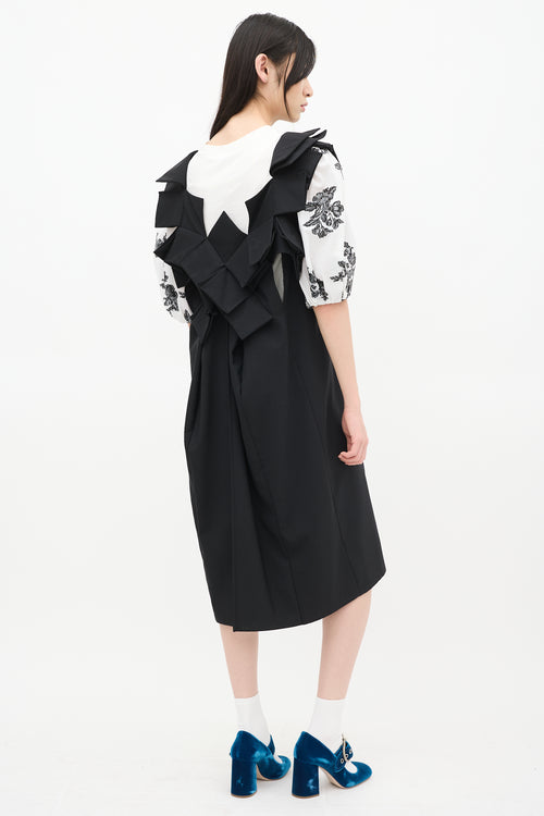 Junya Watanabe FW 2016 Black Wool Origami Midi Dress