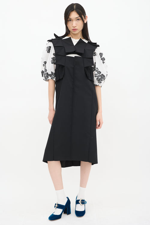 Junya Watanabe FW 2016 Black Wool Origami Midi Dress