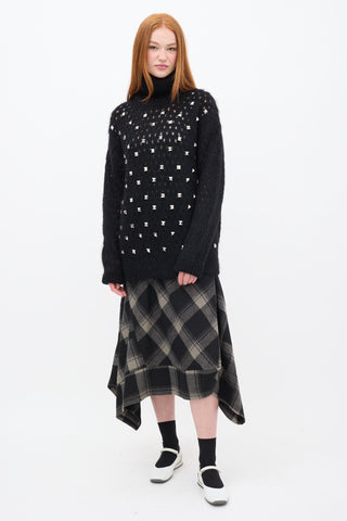 Junya Watanabe FW 2020 Black Mohair Studded Turtleneck Sweater