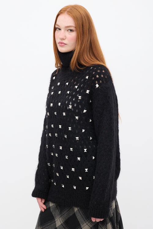 Junya Watanabe FW 2020 Black Mohair Studded Turtleneck Sweater