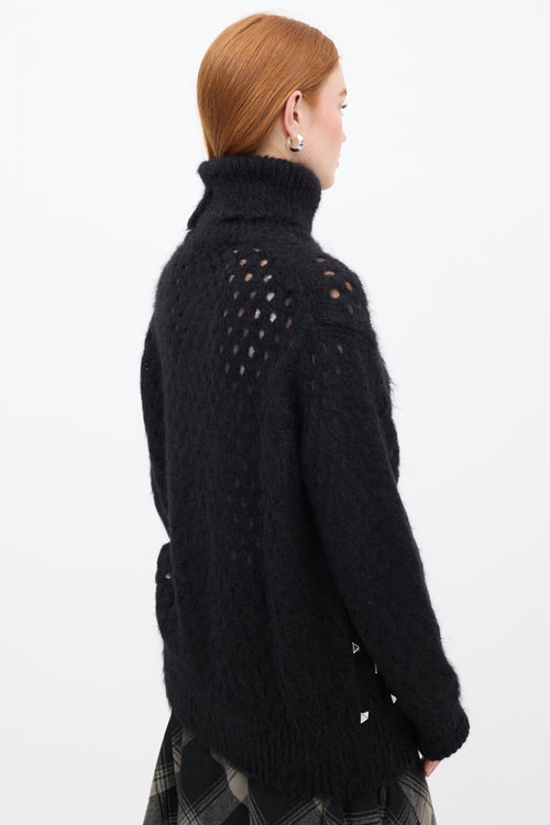 Junya Watanabe FW 2020 Black Mohair Studded Turtleneck Sweater