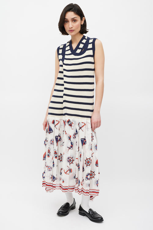 Junya Watanabe Fall 2010 Multicolour Knit 
Nautical Printed Dress