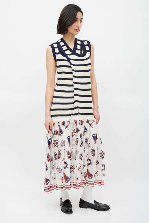 Junya Watanabe Fall 2010 Multicolour Knit 
Nautical Printed Dress