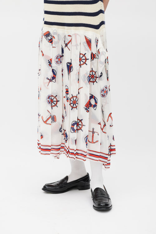 Junya Watanabe Fall 2010 Multicolour Knit 
Nautical Printed Dress