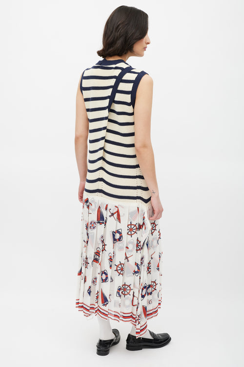 Junya Watanabe Fall 2010 Multicolour Knit 
Nautical Printed Dress