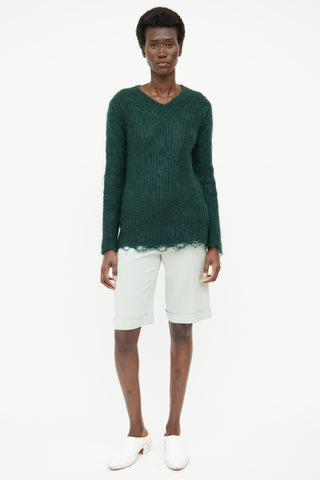 Junya Watanabe Green Mohair Long Sleeve Sweater