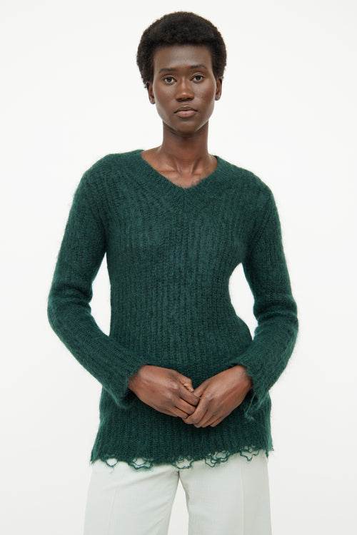 Junya Watanabe Green Mohair Long Sleeve Sweater