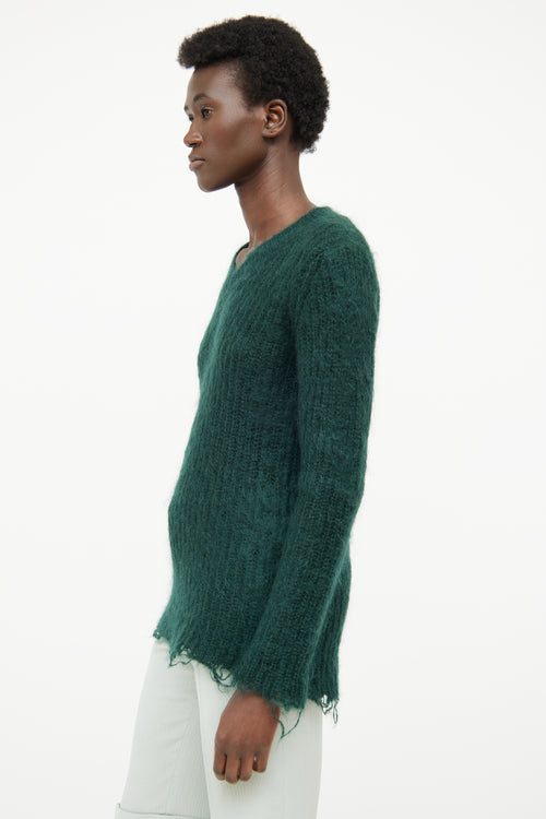 Junya Watanabe Green Mohair Long Sleeve Sweater