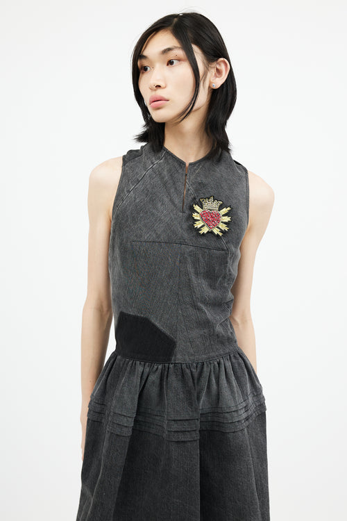 Junya Watanabe Grey Denim Twisted Embellished Dress