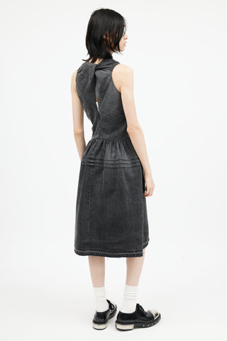 Junya Watanabe Grey Denim Twisted Embellished Dress