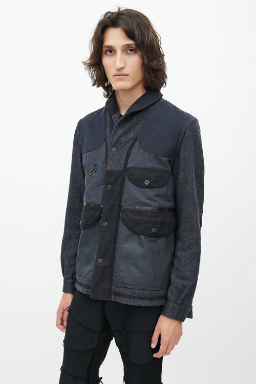 Junya Watanabe Navy Wool Tweed Reversible Field Jacket