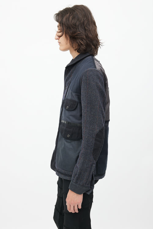 Junya Watanabe Navy Wool Tweed Reversible Field Jacket